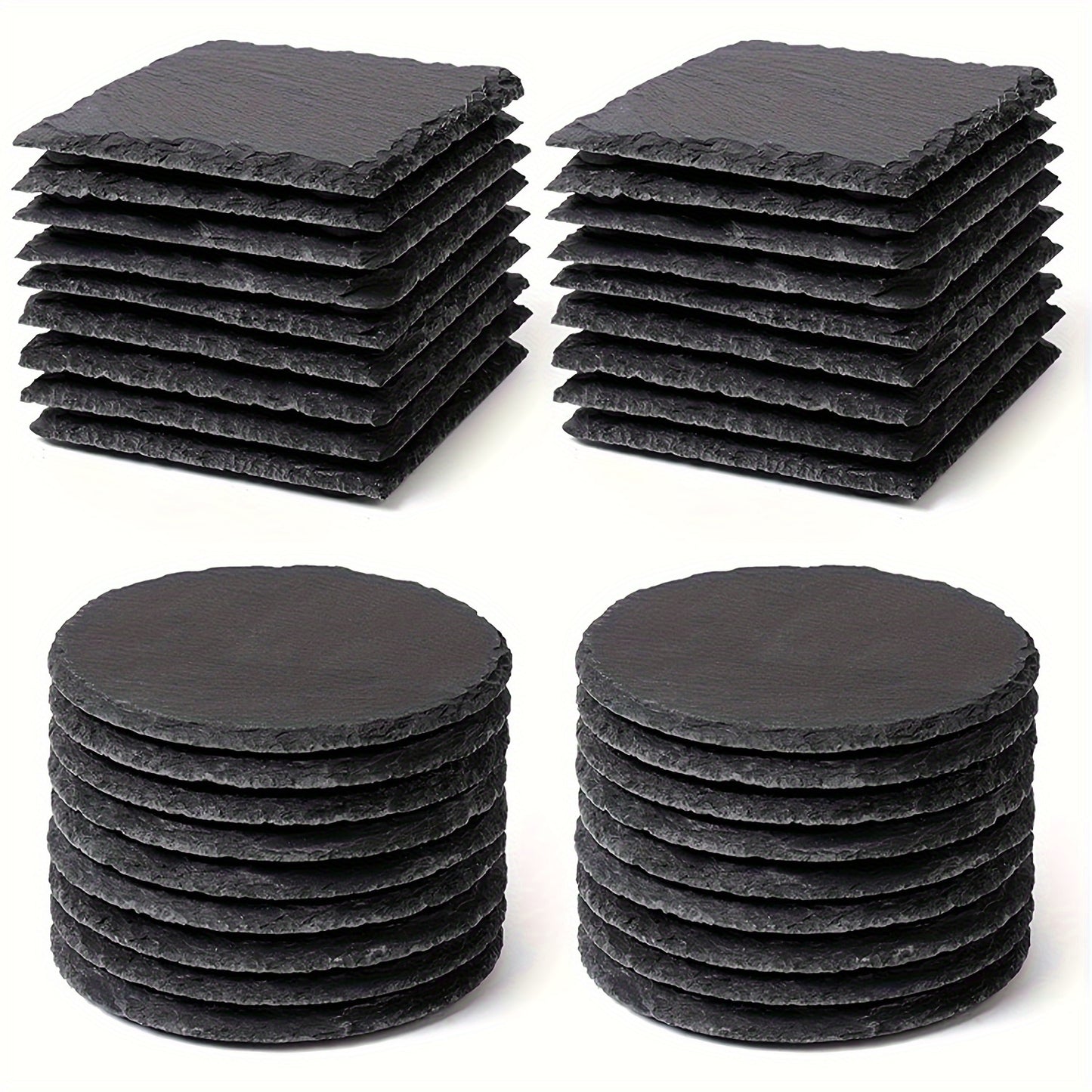 Set of 6 Natural Black Stone Coasters