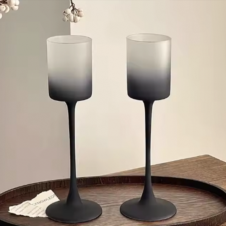 Set of 6 Black Gradient Frosted Champagne Glasses