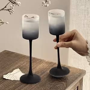 Set of 6 Black Gradient Frosted Champagne Glasses