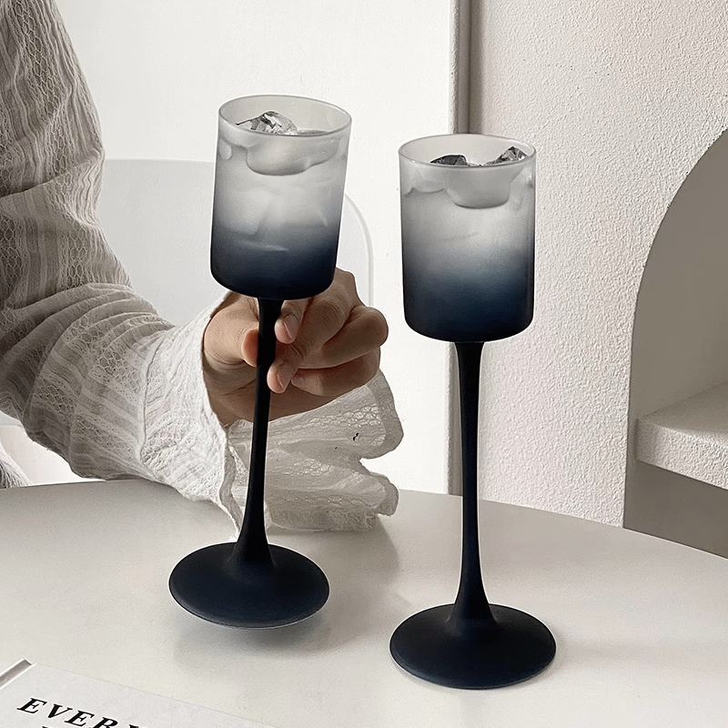 Set of 6 Black Gradient Frosted Champagne Glasses