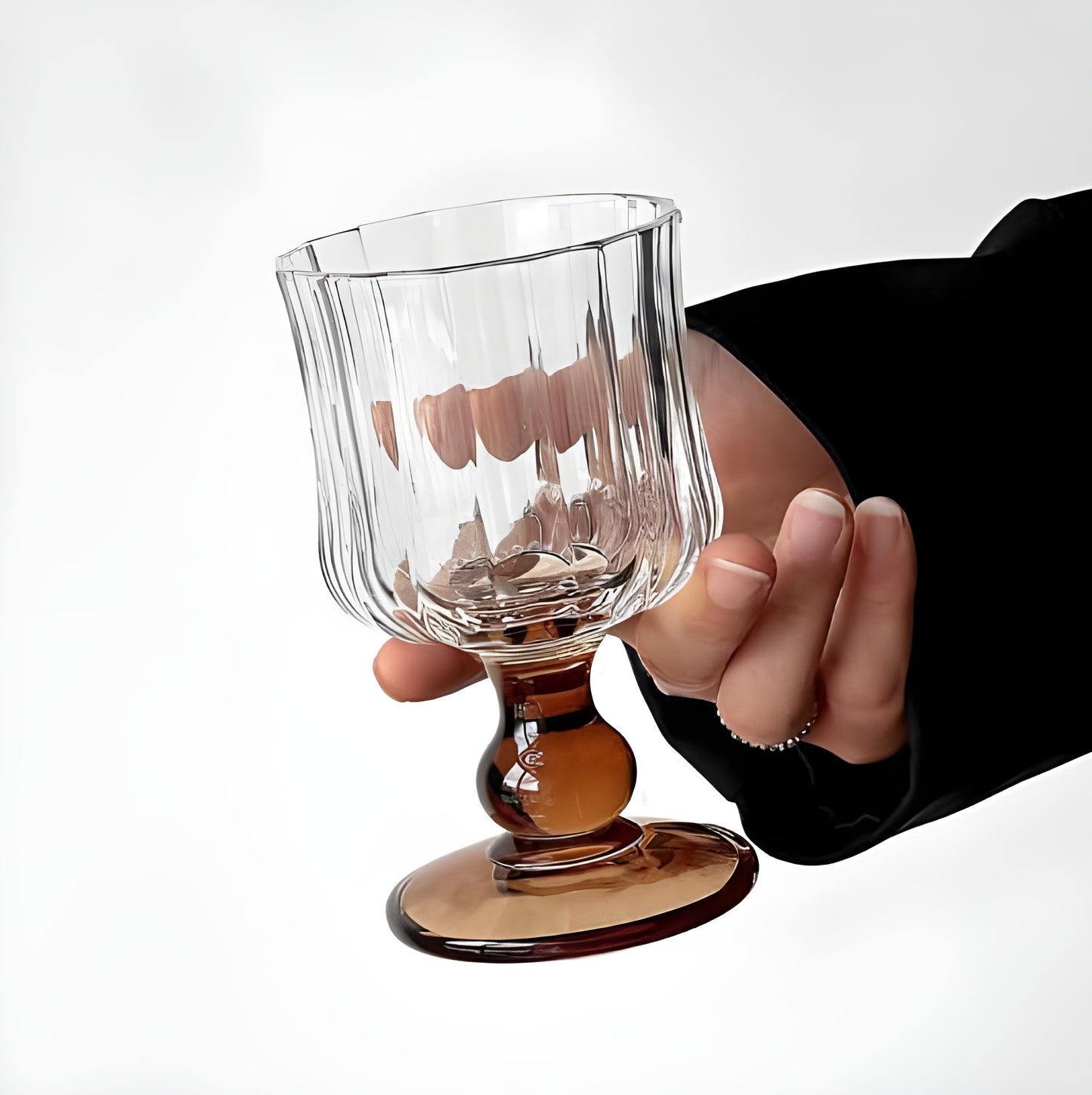 Set of 6 Unique Mix Color Clear Goblet