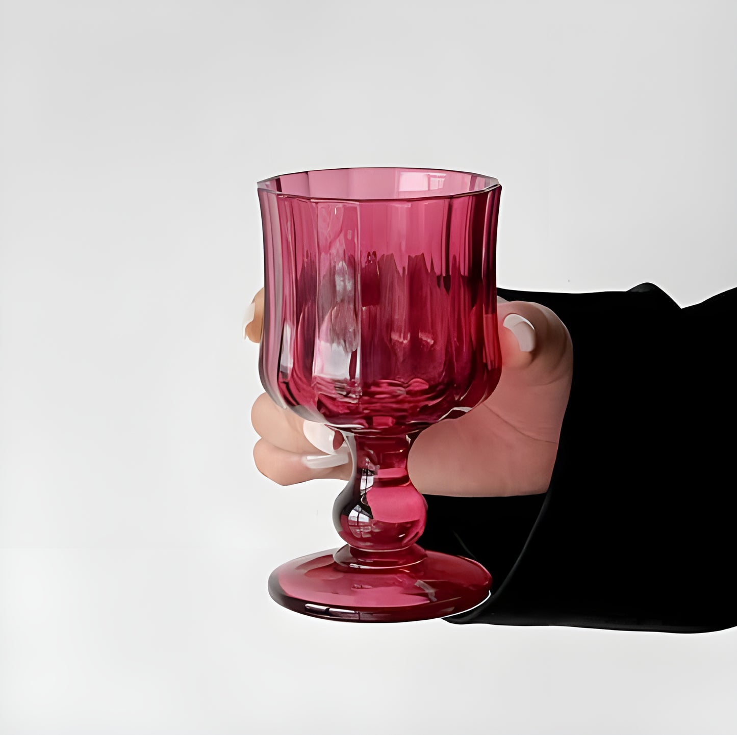 Set of 6 Unique Mix Color Clear Goblet