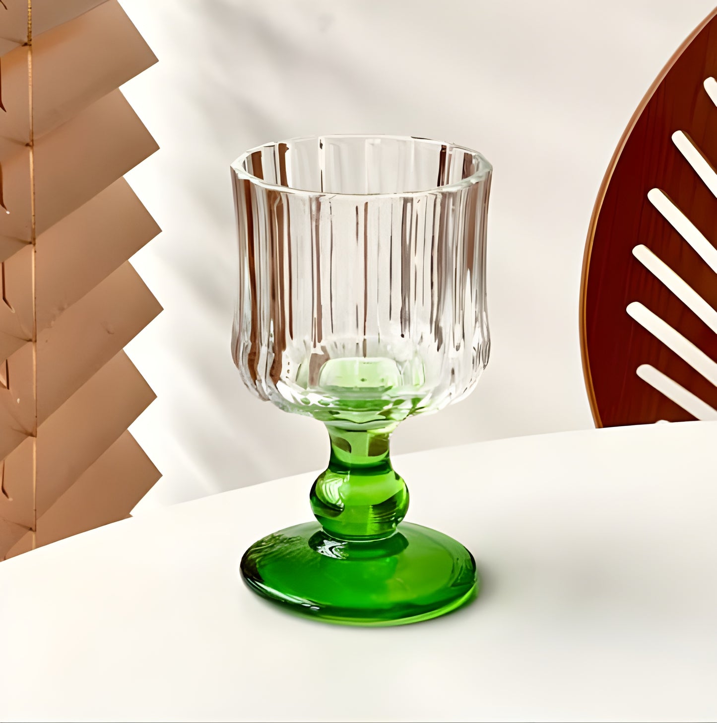 Set of 6 Unique Mix Color Clear Goblet