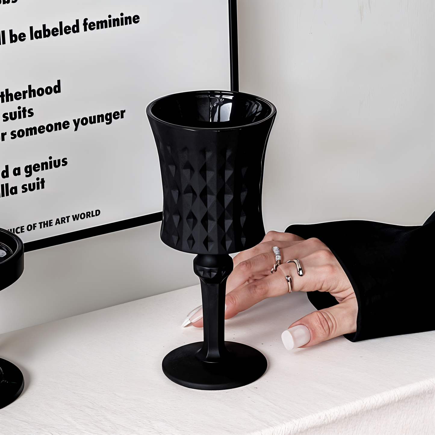 Set of 6 Black Diamond Shaped Cups