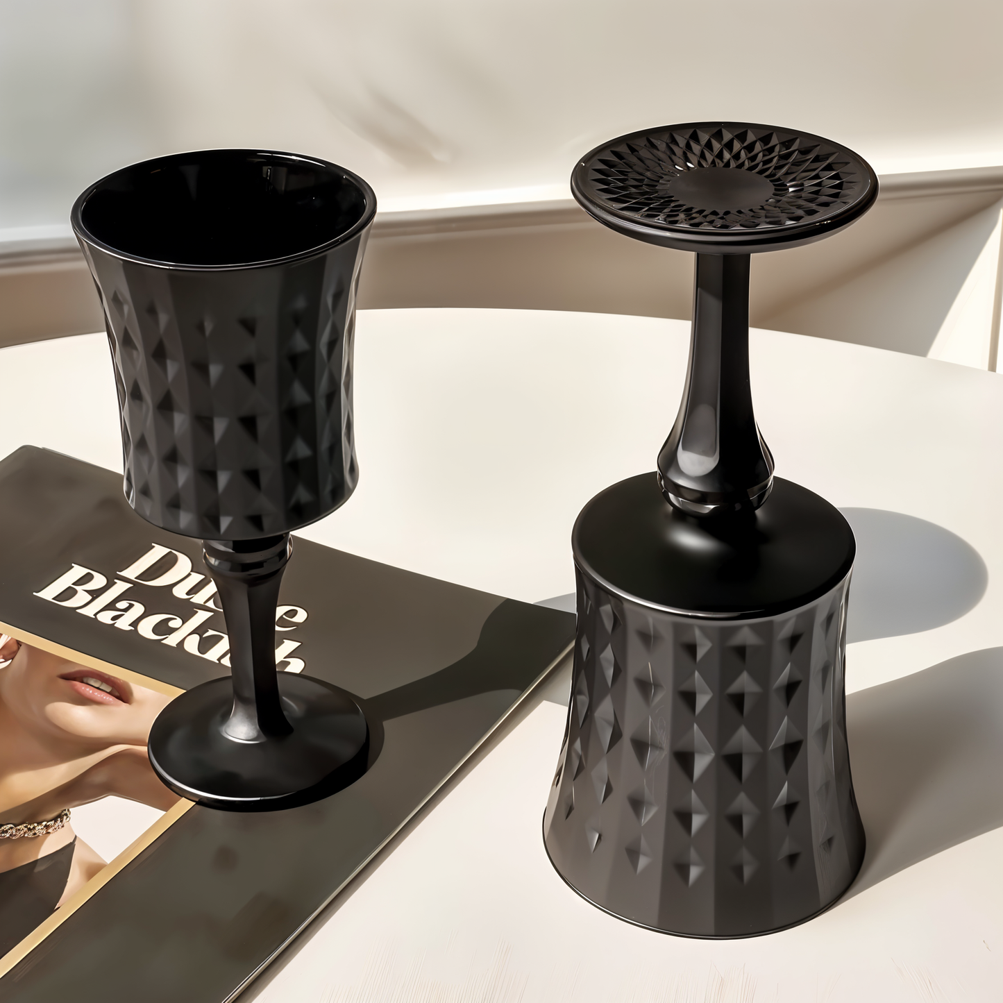 Set of 6 Black Diamond Shaped Cups