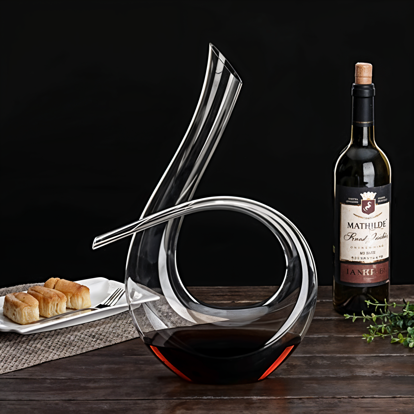 Swan Swirl Crystal Decanter