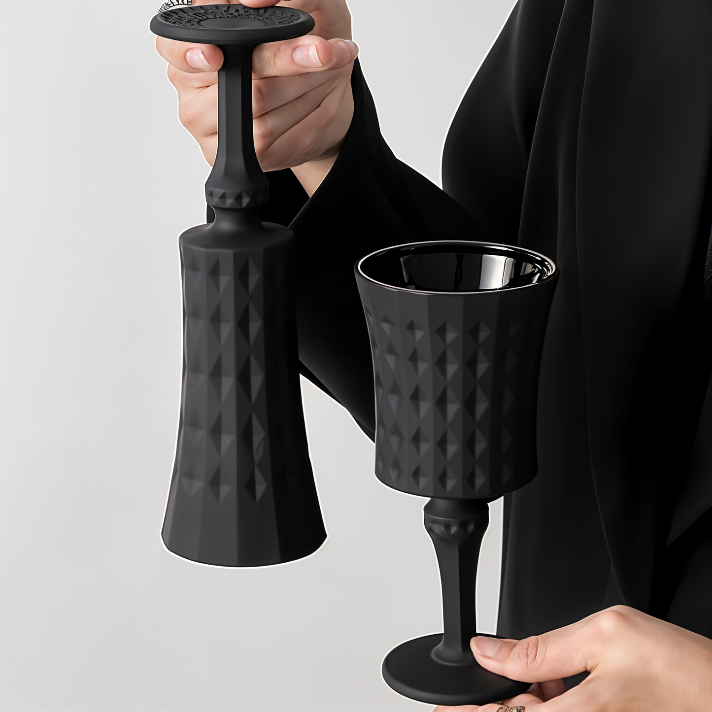 Set of 6 Black Diamond Shaped Cups
