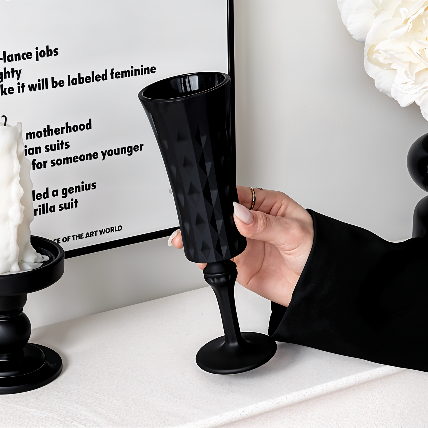 Set of 6 Black Diamond Shaped Cups