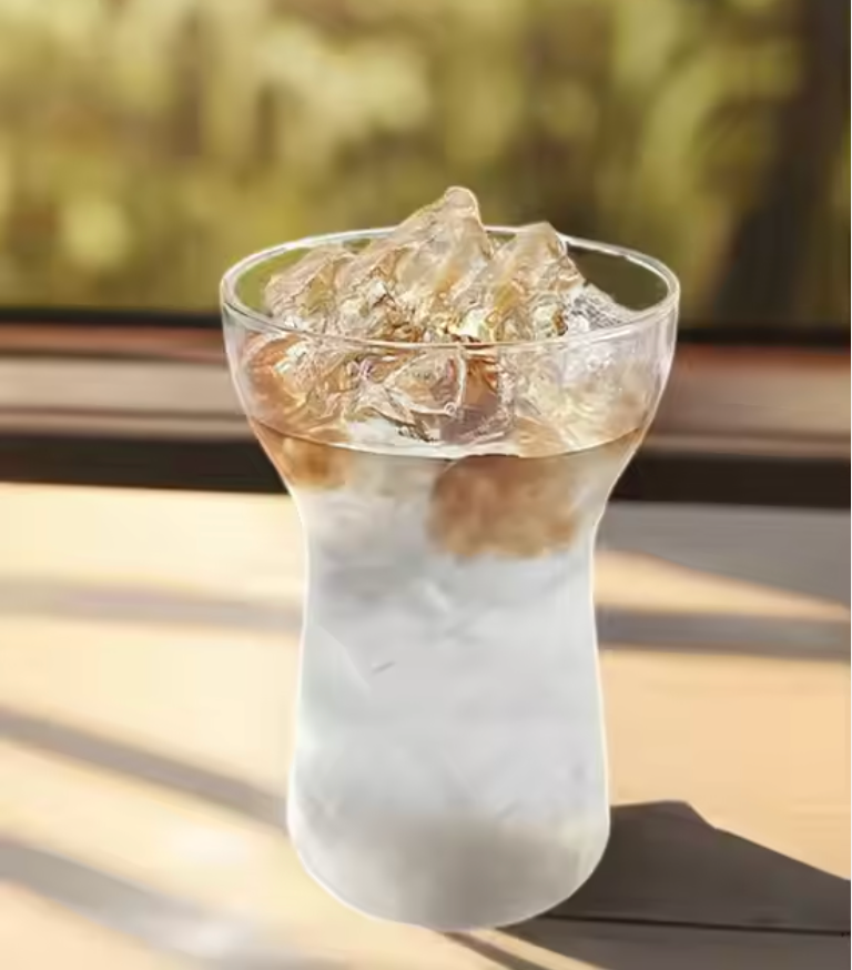 Iced Coffee Glass Cup with Wide Mouth and Narrow Waist