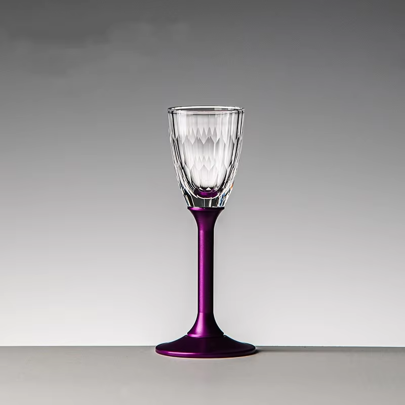 Crystal Liqueur Cup with Matte Color High-Foot