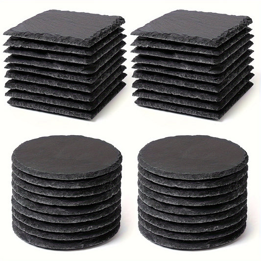 Set of 6 Natural Black Stone Coasters