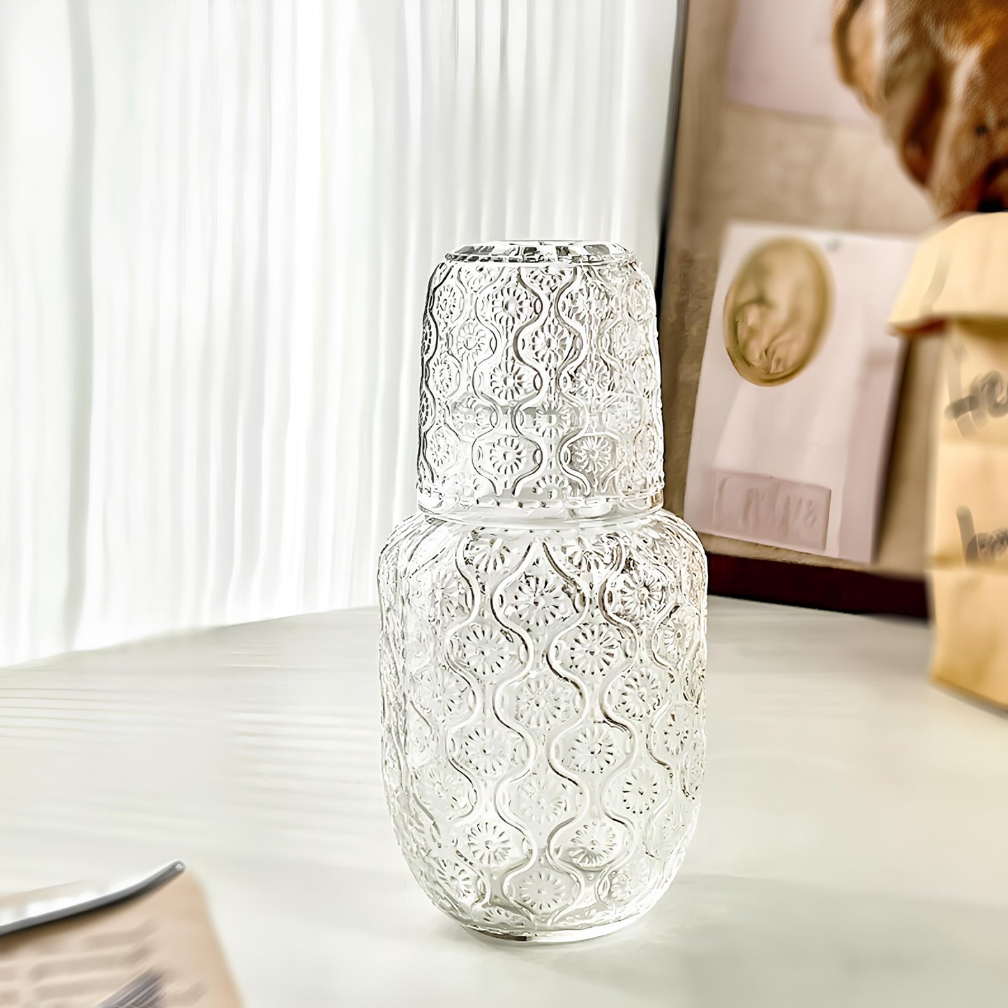 Floral Bedside Jug and Cup Lid