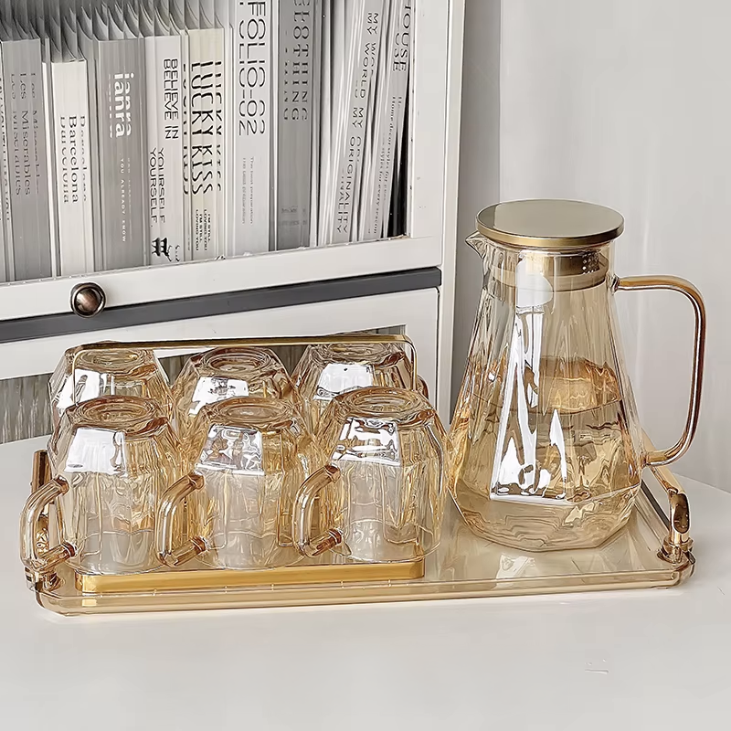 Diamond Shaped Set of 6 Glasses and a Jug