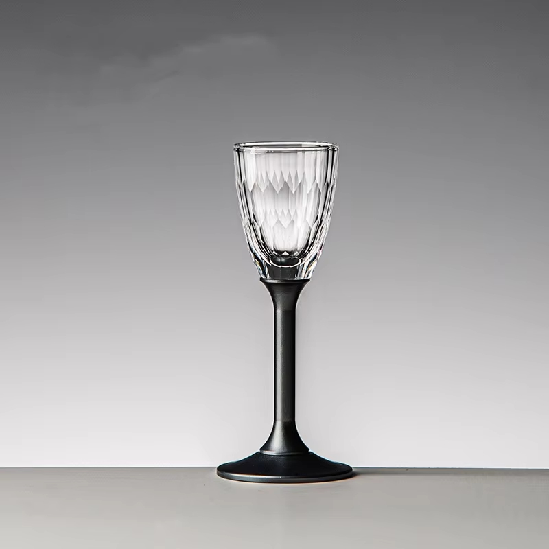 Crystal Liqueur Cup with Matte Color High-Foot