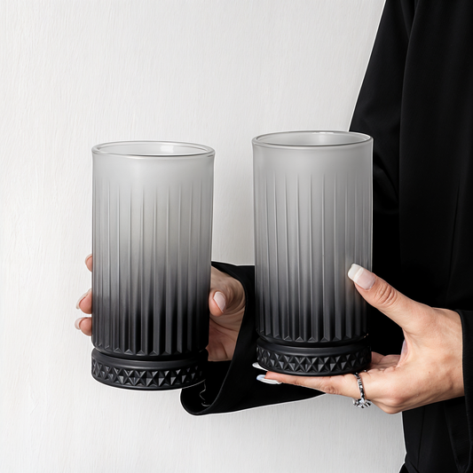 Black & White Frosted Long Glass