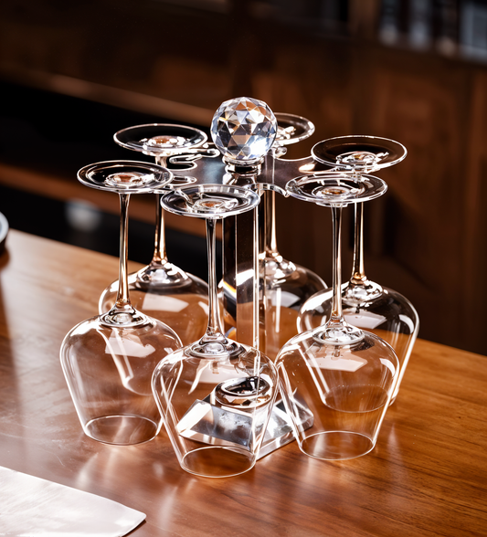 Crystal Set of 6 Wine Glasses with Stand