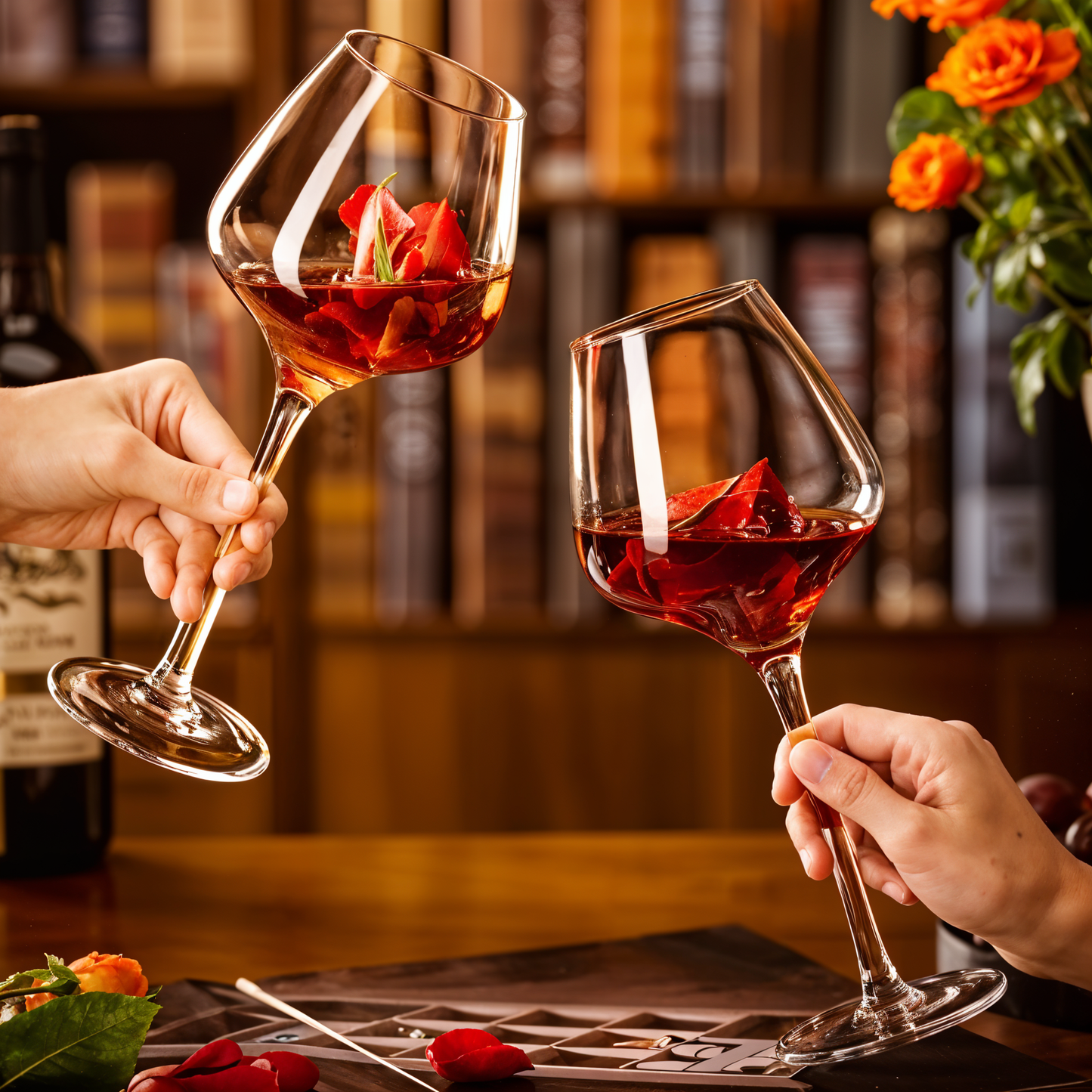 Crystal Set of 6 Wine Glasses with Stand