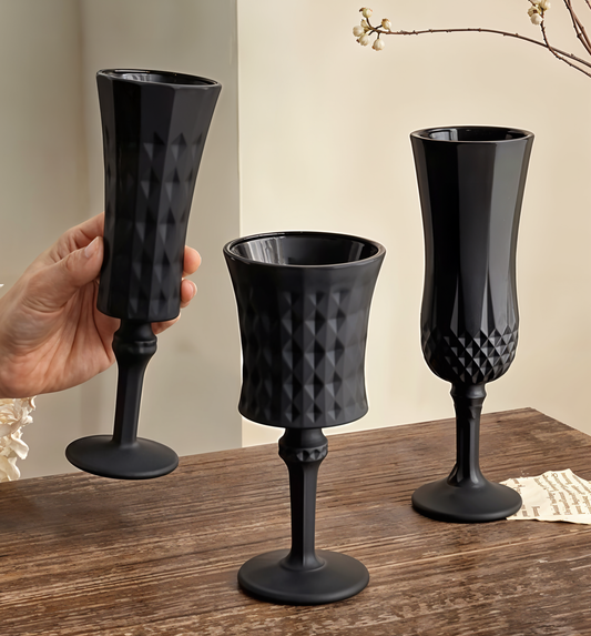 Set of 6 Black Diamond Shaped Cups