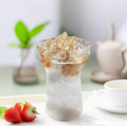 Iced Coffee Glass Cup with Wide Mouth and Narrow Waist